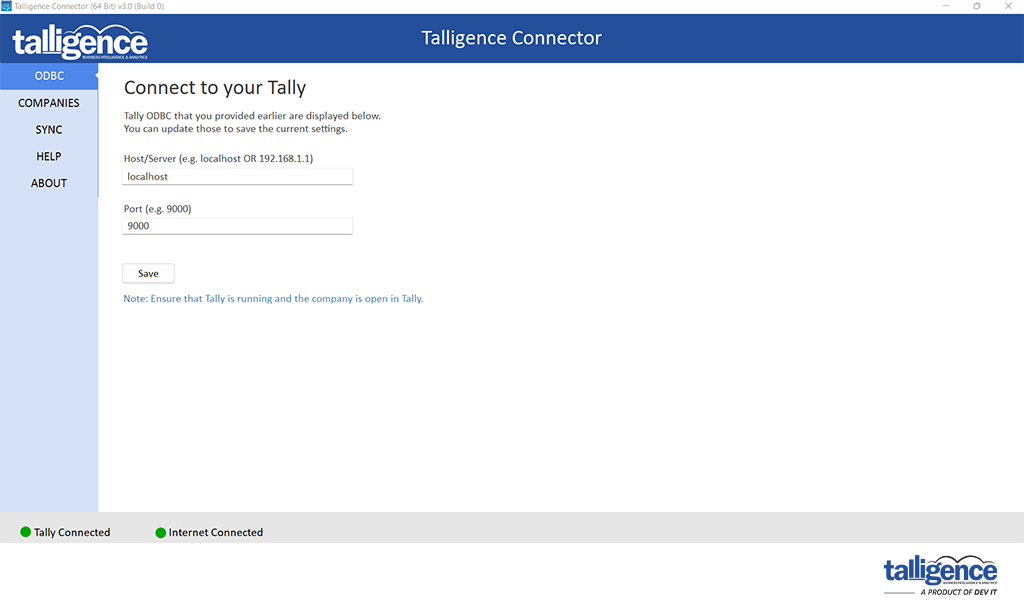 Talligence Connector - Connect to Your Tally