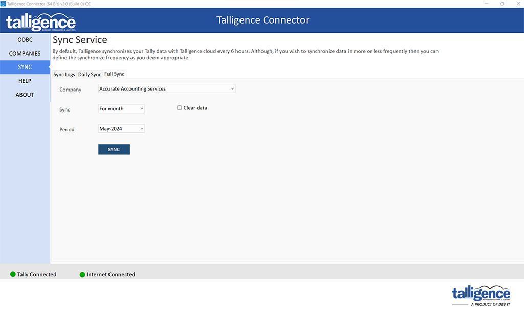 Talligence Connector - Full Sync